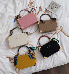 Luxury box purse with scarf