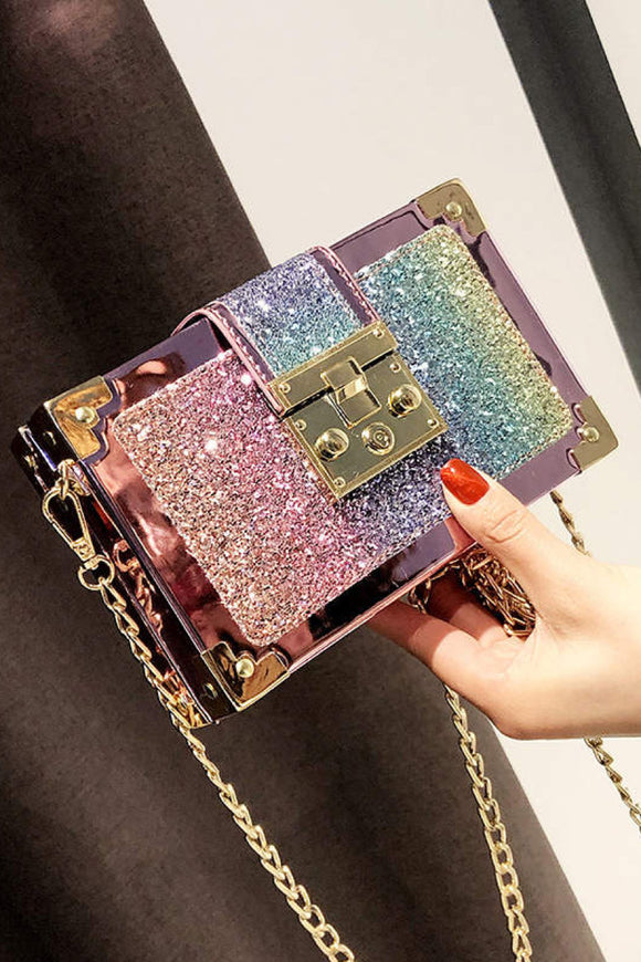 Rhinestone pretty box purse