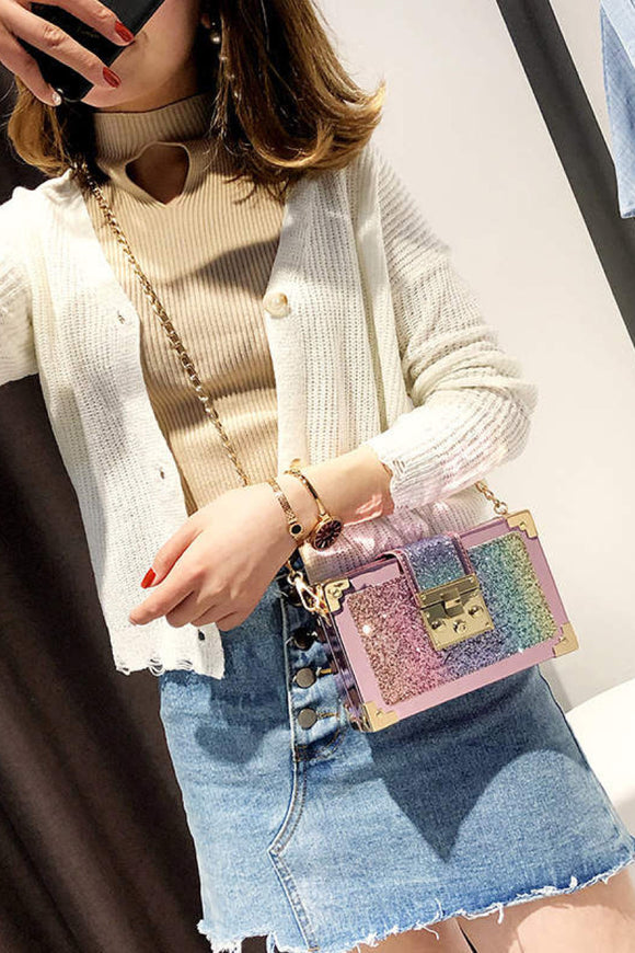 Rhinestone pretty box purse