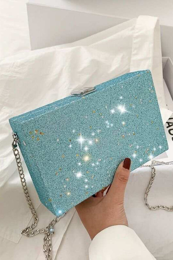 Box cross shinny box bag with chain