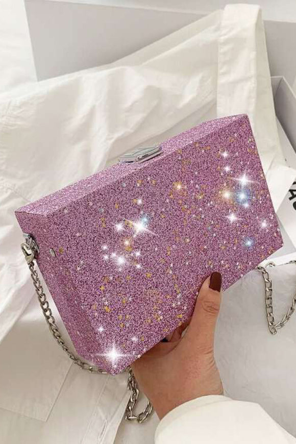 Box cross shinny box bag with chain