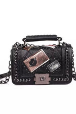 Pure leather designer purse, with badges