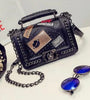 Pure leather designer purse, with badges