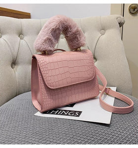 Winter Luxury handbag with fur handle