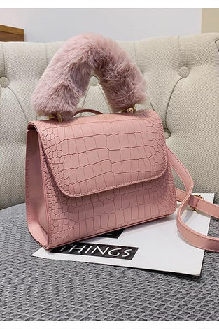 Winter Luxury handbag with fur handle