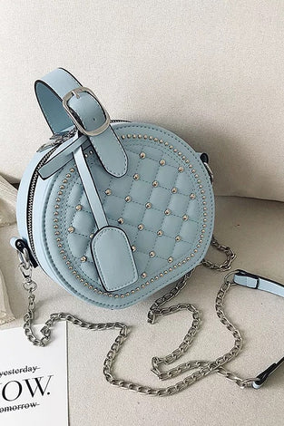 Luxury quilted round chain handbag