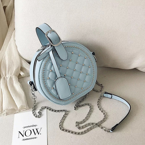 Luxury quilted round chain handbag