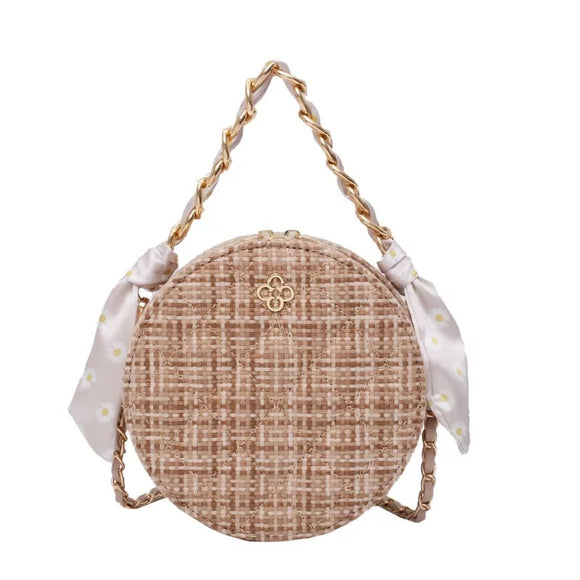 Pretty round fashion woven handbag